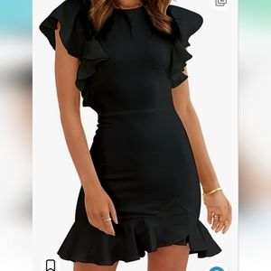 LBD Flirty Ruffle Black Dress